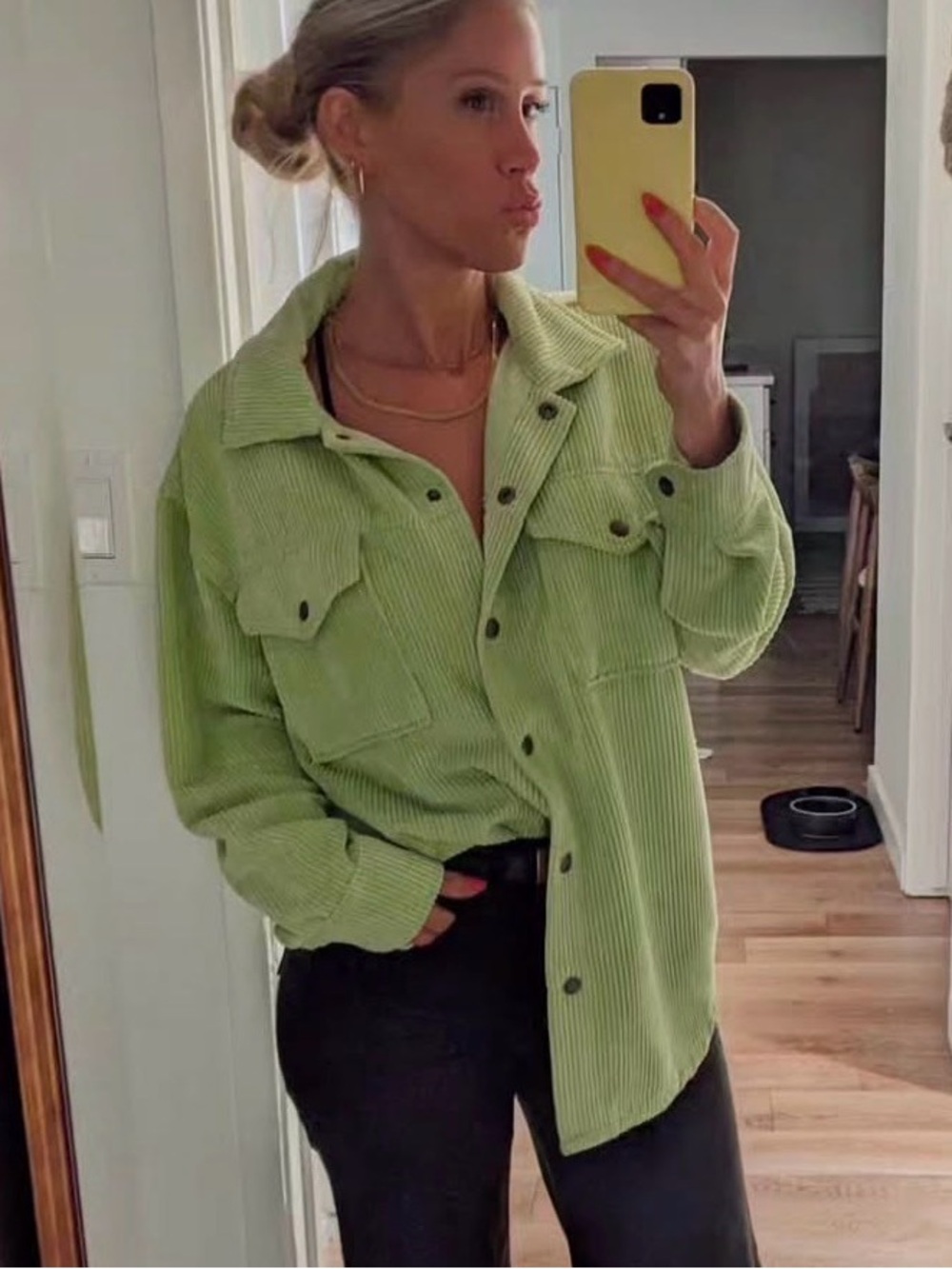 wild fable Neon Lime Corduroy Utility Jacket